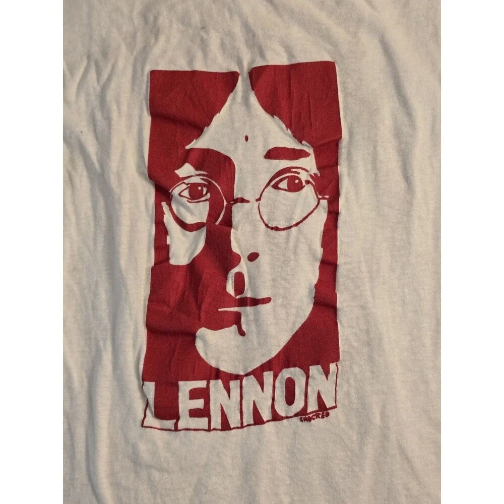 Vintage 90s John Lennon T-Shirt Graphic Give Peace A Chance USA Made Fruit Loom - Picture 2 of 16